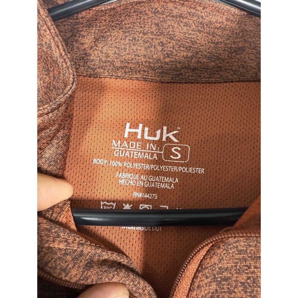 NWT HUK Shirt Mens Small Heather Burnt Orange Coldfront 1/4 Zip Fishing Pullover - Picture 2 of 7